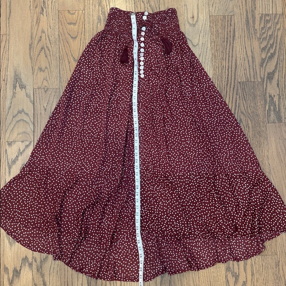 Tiare Hawaii Women’s Maroon Polka Dot Button Down Dakota Maxi Skirt One Size - Picture 4 of 13